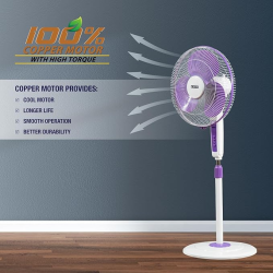 USHA Maxx Air | 400MM High Speed Pedestal Fan | Purple White