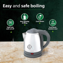 Philips Electric Kettle | 1.2 L | Thicker Stainless Steel body for longer life | HD9363/02