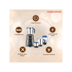 Morphy Richards Relish Mixer Grinder | 750W | 4 Jars | Black and Blue