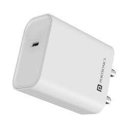 Portronics Adapto Super Fast Type C PD Wall Charger | Fast Charging Adaptor | 25W |‎ White | POR 2619