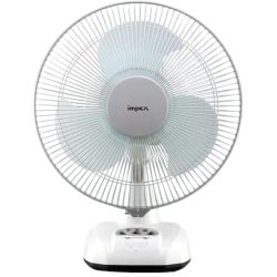 IMPEX Rechargeable Table Fan | BREEZE D3 with LED Light | 305 mm Silent Operation |  3 Blade Table Fan | White