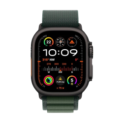 Apple Watch Ultra 2 | GPS | Cellular | 49mm | M Size | Black Titanium with Dark Green Alpine Loop | Dark Green Strap | MX4R3HN/A