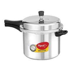 Pigeon by Stovekraft Deluxe Aluminium Outer Lid Pressure Cooker | 7.5 Litres | Silver