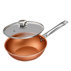 Prestige Cuprus Aluminium Gas and Induction Compatible NonStick Kadai | 28 cm | Glass Lid | Copper | 37481