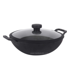 Meyer 48187-C Cast Iron Deep Kadai With Lid | 20cm |