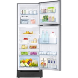 SAMSUNG 253 L Frost Free Double Door 3 Star Refrigerator with Base Drawer-RT28T3123SL/HL | EZ Clean Steel