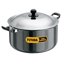 Hawkins | Stewpot |Futura | 8.5 L |  28 cm | Hard Anodised Cook-n-Serve | Aluminium | Black