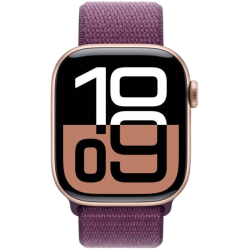 Apple Watch Series 10 | GPS | 42mm | Rose Gold Aluminium with Plum Sport Loop | Plum Strap