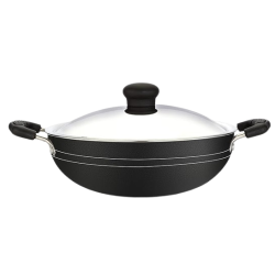 Greenchef Namo Nonstick Aluminium Cookware Kadai with Stainless Steel Lid | 260 mm