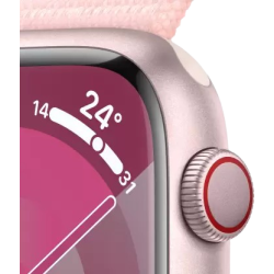 Apple Watch Series 9 | GPS 45mm Pink Aluminium Case with Light Pink Sport Loop  | Pink Strap