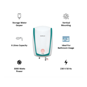 HAVELLS 6 L Storage Water Geyser Instanio Prime | white, Blue