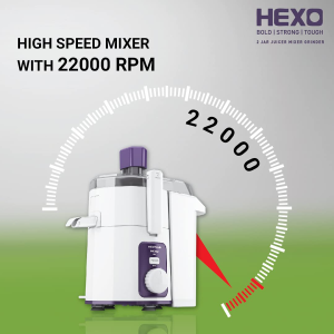 Havells Hexo Juicer Mixer Grinder | 1000 W |  2 Jars | White & Purple