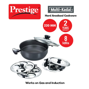 Prestige Hard Anodised Multi Kadai | 220mm | Standard Idli Maker |  30610