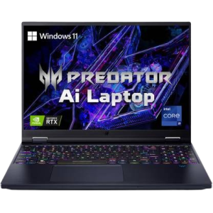 Acer Predator Helios 16 Gaming Laptop | Intel Core i9 14th Gen 14900HX | 16 GB | 1 TB SSD | NVIDIA GeForce RTX 4070 8 GB Graphics | Abyssal Black | NH.QNXSI.003