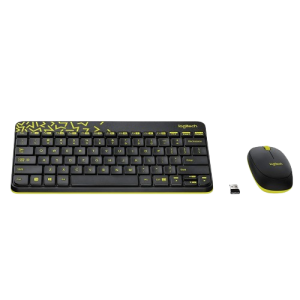 Logitech Nano Wireless USB Keyboard Mouse Combo  | Black and Chartreuse Yellow | MK240