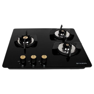 Faber Maxus HT603 CRS BR CI AI Glass Automatic Hob | 3 Burners | Black