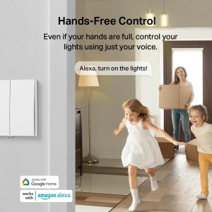 Tp-Link Tapo S220 Smart Light Switch | 2 Gang 1 Way | remote And Voice Control | White