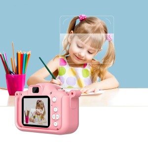 Childrens Fun Paw Camera | 40MP Kids Camera 2in IPS Screen with Front Rear Dual Camera | Fun Photography for Teens | Peach