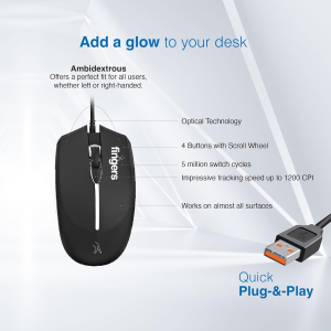 FINGERS Magnifico Duo Keyboard Mouse Combo | Jet Black