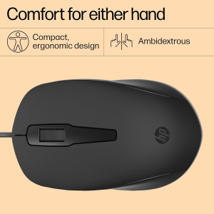 HP 150 Wired Mouse | 1600 DPI Optical Tracking | Black