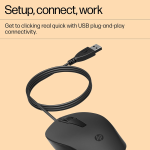 HP 150 Wired Mouse | 1600 DPI Optical Tracking | Black