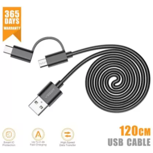 Veger 2 IN 1 USB Type C Cable | Black | VG12X