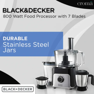 Black & Decker Juicer Mixer Grinder | 800 W | 3 Jars | Grey | BXFP8001IN