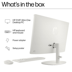 HP All in One Desktop | Intel Core i3 N300 | 21.5 inch | 8 GB | 512GB SSD | FHD Anti Glare  | White | 22-dg0786in