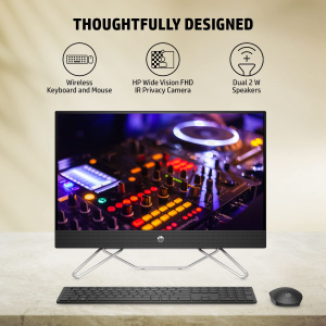 HP All-in-One Desktop PC | Intel Core i5-1235U  | 8GB | 512GB |  24 inch | Jet Black | 24-CB1907IN