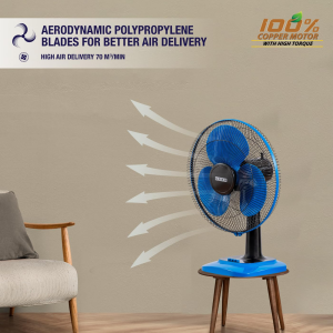 Usha Maxx Air High Speed Table Fan | 400 mm | Blue & Black