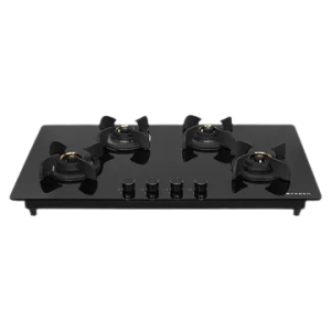 Faber Ultima Plus AI Toughened Glass Automatic Electric Hob | 4 Burner | Premium Quality Knob | Black | HT904 CRS BR CI