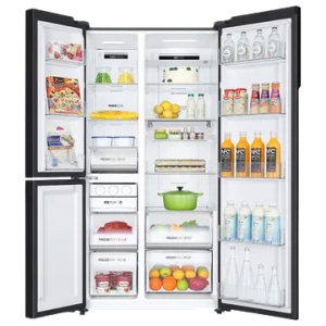 Haier 598 L Side by Side Refrigerator | 3 Star | Frost Free | Black Glass | HRT-683KGU1