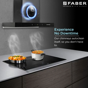 Faber Hood Cygnus | 1400m3/hr | Ducted Auto Clean Wall Mounted Chimney with Odor Sensor | Black | 3D 75 IN HC SC FL BK