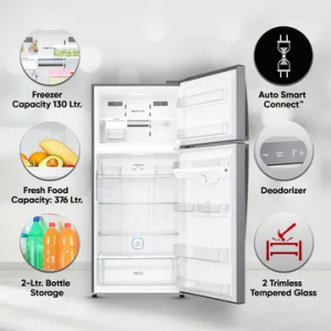 LG Frost Free Double Door Refrigerator | 506 L | 1 Star | Smart Inverter Compressor | Wi-Fi | Hygiene Fresh+ | Shiny Steel Finish | GN H702HLHM