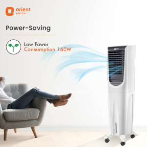 Orient Ultimo Tower Air Cooler with Remote | Honeycomb Pads |  55L | White | CT5502HR