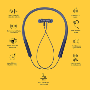 Mi Neckband Pro with Powerful Bass, IPX5 | Blue