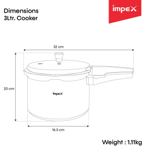 Impex ECO 3 Litre Induction Base Aluminium Pressure Cooker With Outer Lid