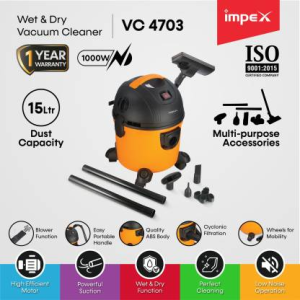 IMPEX Vacuum Cleaner | Wet & Dry Vacuum Cleaner | Yellow & Black | V C-4703