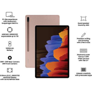 SAMSUNG Galaxy Tab S7+ 6 GB RAM 128 GB ROM 12.4 inch with Wi-Fi+4G Tablet | Mystic Bronze