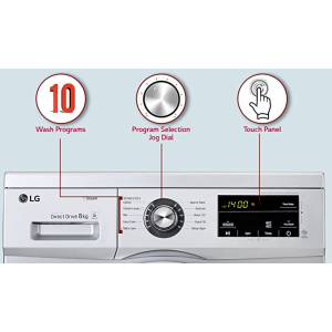 LG 8.0 Kg 5 Star Inverter Touch Control Fully-Automatic Front Load Washing Machine with Heater | FHM1408BDL | Silver