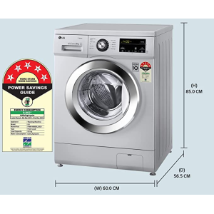 LG 8.0 Kg 5 Star Inverter Touch Control Fully-Automatic Front Load Washing Machine with Heater | FHM1408BDL | Silver