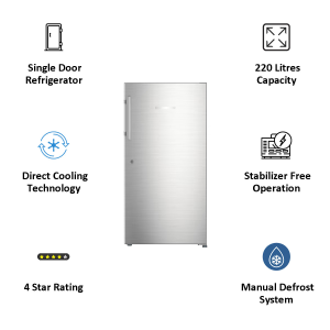 Liebherr 220 Litres 4 Star Direct Cool Single Door Refrigerator Door Open Alarm Dss 2220 | Stainless Steel