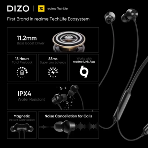 DIZO Wireless Power with ENC | In the Ear | Bluetooth Headset | Classic Black