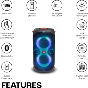 JBL Partybox 110 Bluetooth Party Speaker | Dynamic Light Show | Black