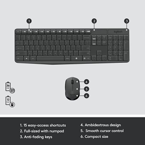 Logitech Wireless Keyboard and Mouse |  MK235 | Black