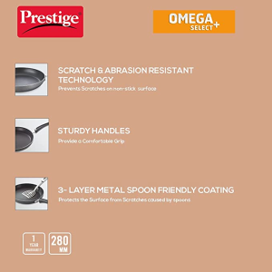 Prestige Aluminium Omega Select Plus Non-Stick Fry Pan | 28cm | Black