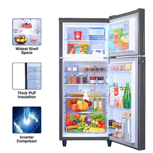 Godrej | RT EONALPHA 250B 25 RI JT ST | 234 L | 2 Star | Frost Free Inverter Double Door Refrigerator | Jet Steel