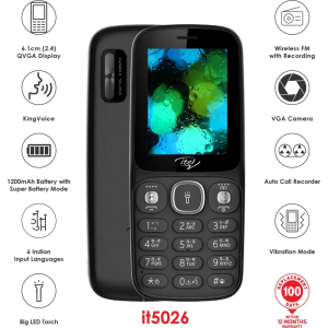 itel it5026 Keypad Mobile | 1200 mAh battery | Black