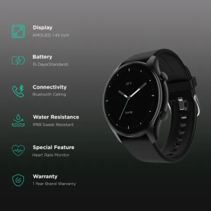 boAt Lunar Connect Plus Smartwatch| 36.32mm | Active Black