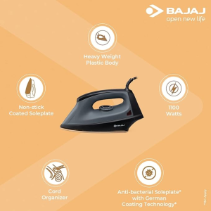 Bajaj Herculo Dry Iron | 1100 W | Black & Grey